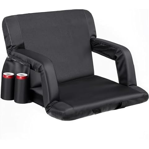 Nova Microdermabrasion 20.5"/25" Wide Stadium Seat for Bleachers w/Back Support Padded Cushion Portable Reclining Bleacher Seats Camping Stadium Chair Waterproof Cover