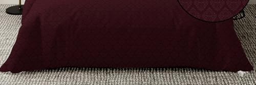 Image of 300 TC Premium Glace Cotton Solid Emboss Bedsheet for Double Bed with 2 Pillow Covers for Home (90 inch x 100 inch or 229 cm x 254 cm) (Damas-Wine, Double- 90 x 100 Inches)