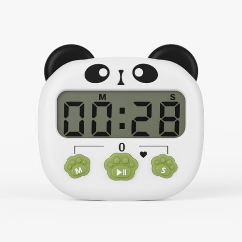 Image of AERYS Cute Panda Digital Kitchen Timer with Loud Sound - Large LCD Display, Magnetic Back, Adorable Animal Design - Easy Paw Buttons, Countdown Timer for Cooking, Kids, Study & Fitness