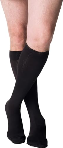 Image of SIGVARIS Men's Style Microfiber 820 Closed Toe Calf-High Socks 20-30mmHg - Extra Large Short - Black
