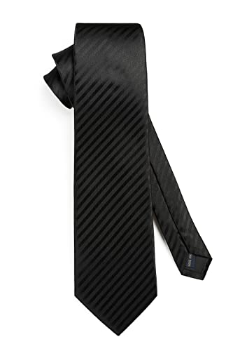 Image of HISDERN Mens Striped Tie and Pocket Square Set Necktie for Men | soft smooth texture, wrinkle-free, neat hand-tied knot, gifting ready, regular 3.4 width, coordinated look, business wedding
