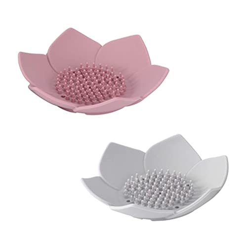 LIXBD Lot de 2 porte-savon en silicone pour salle de bain, douche, cuisine, évier de baignoire (couleur : assortie)