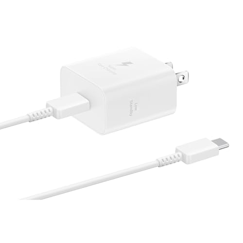 SAMSUNG 25W Wall Charger Power Adapter with Cable, Super Fast Charging, Compact Design, Compatible with Galaxy and USB Type C Devices, White