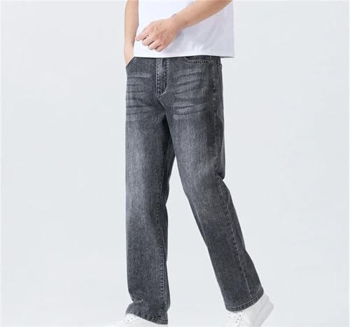Men's Summer Thin Straight Jeans Soft Breathable Comfortable Business Loose Denim Trousers3