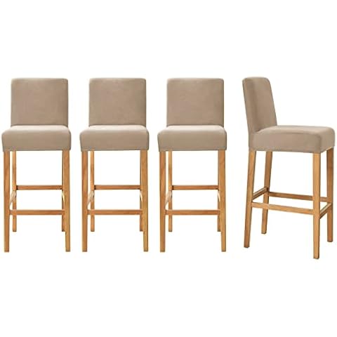 JHLD Velvet Bar Stool Covers, Stretch Barstool Slipcover Furniture Chair Seat Cover Soft Removable Washable Chair Seat Cover Dining Chair Covers For Dining room Kitchen Cafe-Camel-set of 4 Cover