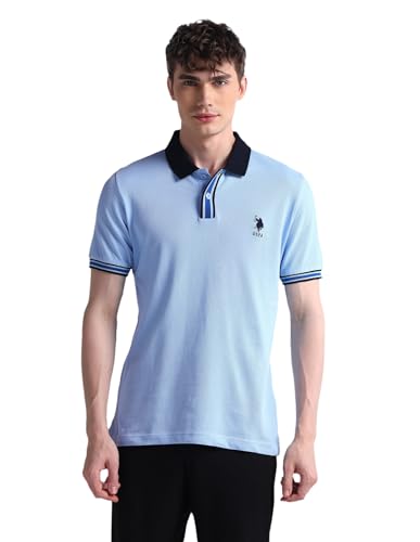 Image of U.S. Polo ASSN. Solid Slim Fit Polo T Shirts for Men - 100% Cotton, Half Sleeve Mens Tshirt