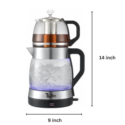 Set eléctrico para té TTAK con tetera de vidrio 1.8L y filtro acero miniatura 2