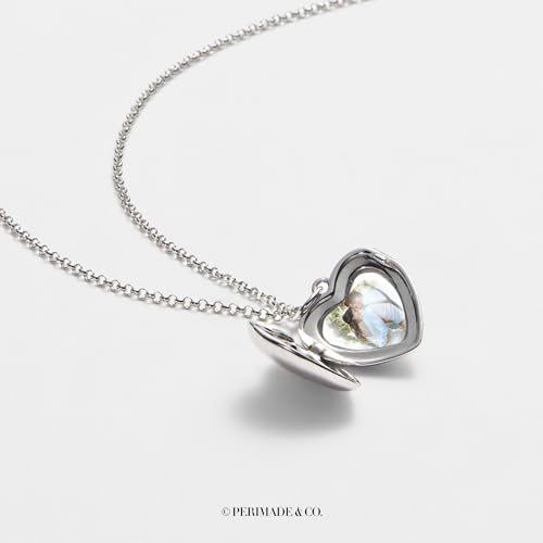 PERIMADE Custom Photo Locket Bracelet with Picture Inside, Personalized Text Message Heart Charm Bracelet that Holds Picture, Customized Sterling Silver Memorial Love Gift for Women Mom Best Friend2