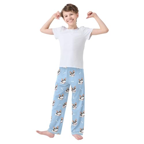 ZZKKO Cute French Bulldog Cartoon Boys Pants for Kids Jogger Pants with Pockets S-XL2