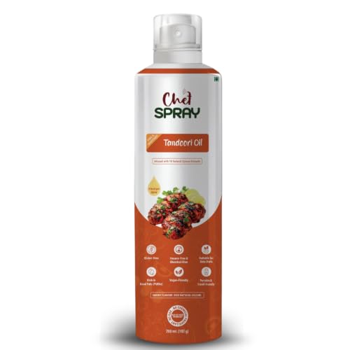 Image of ChefSPRAY Tandoori Oil Spray - 100% Natural Flavoured Cooking Spray | Perfect for Grilling, Roasting, Pan Frying, & BBQ | No Preservatives, No Propellants | Easy, Mess-Free Cooking - 200 mL