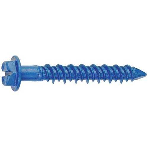(1500Pcs) 1/4 X 1-3/4 Slot Indented Hex Washer Head Concrete Screws (Screw), Bulk/Wholesale Carton - Blue - Ships Free In Usa #TOP3