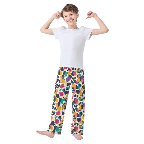 Boys' Pants Colorful Leopard Print Cheetah Spots Long Bottoms Jogger Pants Elastic Waist Trousers with Pockets S-XL2