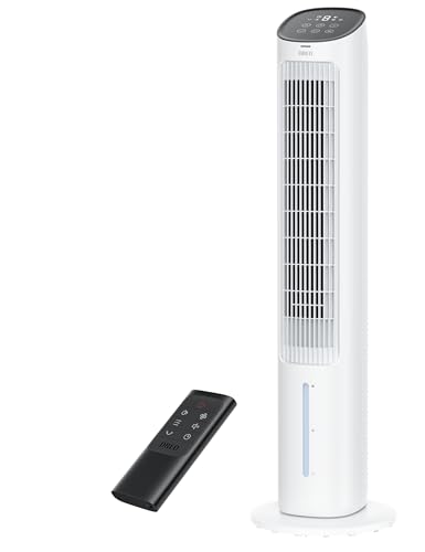 Dreo Raffreddatore d'aria con raffreddamento ad acqua, silenzioso, ventilatore a torre con raffreddamento, ventilatore da 40 pollici, raffreddamento evaporativo con funzione girevole a 80°, 3 modalità