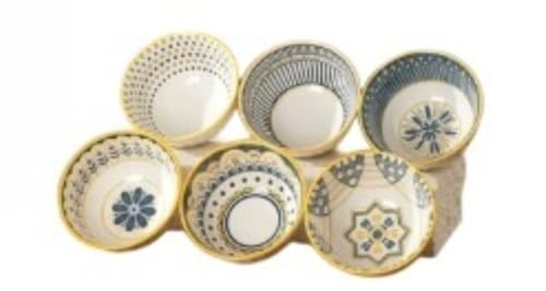 EVREFIN シリアルボウル スープ サラダ 朝食 セラミックヌードル ボヘミアンスタイル 家庭用・業務用 高価値 インスタントヌードル 冷麺 クリエイティブ食器6点セット 食器と皿セット ギフトボックス (北欧スタイル,ボウル6個、スプーン6本、プレー