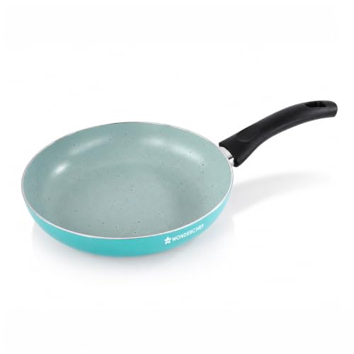 Image of Wonderchef Vitalife Non-Stick Fry Pan for Kitchen, 24cm, 1.5 L, Non-Toxic Coating, PFOA-Free, Cool-Touch Handles, Scratch-Resistant, Gas & Induction Compatible, 2-Yr Warranty, Teal Green