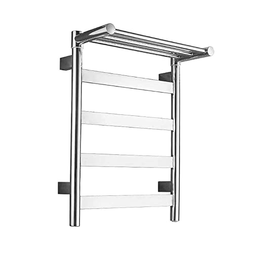 CLRAWSHB Toallero eléctrico: toallero eléctrico, toallero montado en la Pared con Estante Superior de Acero Inoxidable, toallero, riel calentado para baño