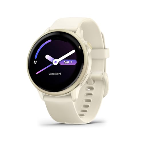 Garmin vÃvoactive® 6, Health and Fitness GPS Smartwatch, AMOLED Display, Up to 11 Days of Battery, Lunar Gold with Bone Band