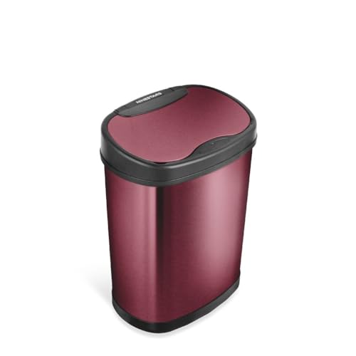 Caneca de basura ovalada roja con sensor de movimiento 3.9 gal