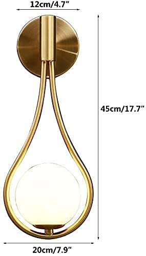 Image of WOKE Light Frosted Glass Globe Shade Contemporary Wall Mounted Light Fixture for Home Decor Bathroom Bedroom Hallway Living Room (Golden) (Bulb not Included) 78942