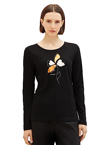 TOM TAILOR Damen Longsleeve T-Shirt - Baumwolle Elasthan Basic