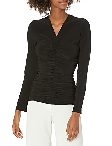 Norma Kamali Women's Long Sleeve V Neck Slinky Top