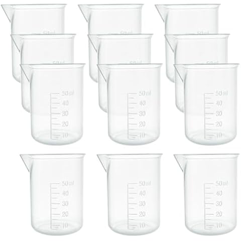 FSSTUD 12 Pcs 50ml Graduated Plastic Beakers Cover