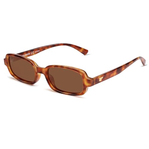 Image of VANLINKER Retro Rectangle Polarized Sunglasses for Women Men Small 90s Style Vintage Trendy Narrow Rectangular Frame VL9813