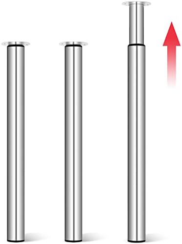 Hibtn 4 Pcs Adjustable Table Legs - Folding Table Leg for Breakfast Bar and Worktop Support Round Tube Height Adjustment 710-1100mm Black