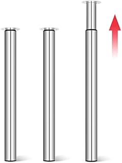 Hibtn 4 Pcs Adjustable Table Legs - Folding Table Leg for Breakfast Bar and Worktop Support Round Tube Height Adjustment 710-1100mm Black