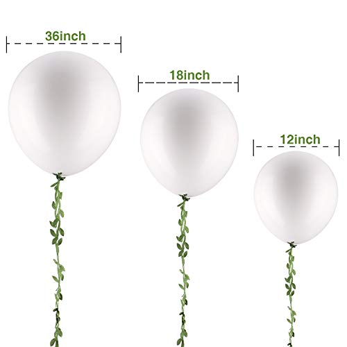 Meekoo 58 Pieces White Balloons 12 Inch 18 Inch 36 Inch White Latex Round Balloons With 65 Feet Long Artificial Vines For Wedding Birthday Party Decorations thumb #1