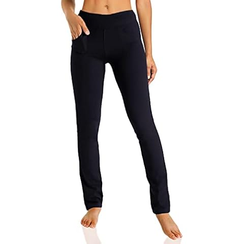 Yogipace, 5 Pockets, Women's Straight Leg Yoga Pants Long Stretch Dress Pants Slim fit Workout Pants Travel Commute Work, 33", Black, XXL Cover