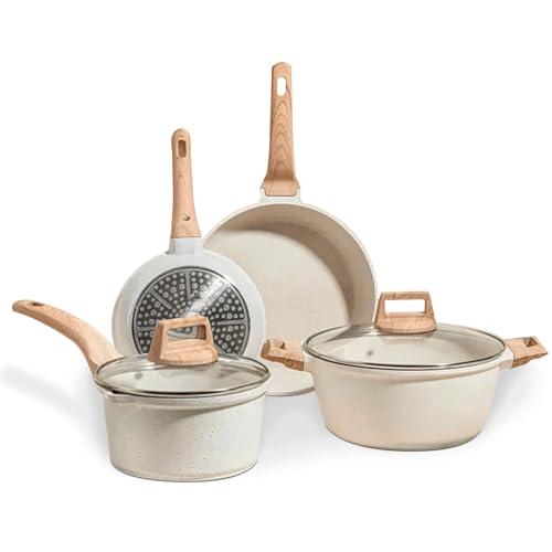 JUPPLIES Juego de Sartenes de Acero Inoxidable Antiadherentes -Ollas de 16 y 20cm y Sartenes de 20 y 24cm Antiadherentes - Bateria de cocina (6 Piezas)