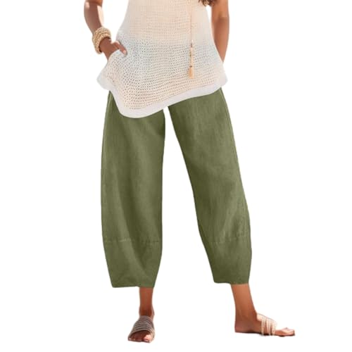 Capri Pants for Women Cotton Pants Casual Wide Leg Pants Cpris Loose Cropped Pants Lounge Harem Pants Baggy Trousers