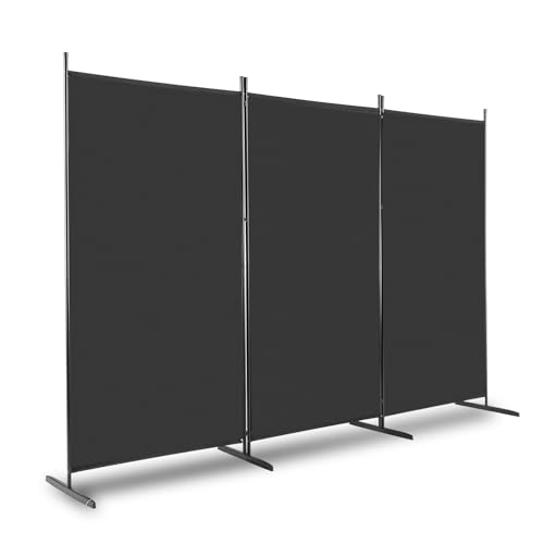 3 Panel Portable Folding Privacy Screen, 6 ft Partition Room Divider, Portable Office Walls Dividers, Lightweight Portable Room Dividers, with Support Feet, for Home, Study, Studio (Black)