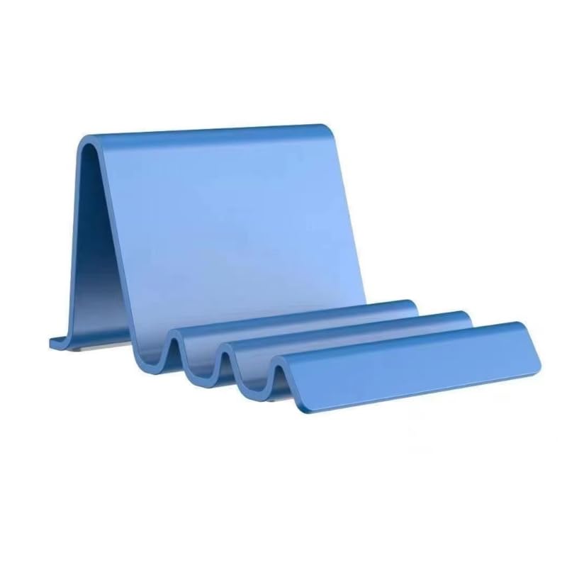 Adjustable Phone Holder Stand with 360 Degree Rotation for Smartphones Tablets E Readers Stable Waving Design Blue