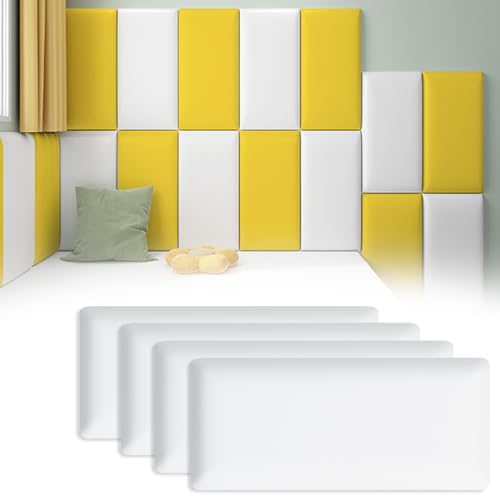 Pannelli da parete 3D, softpack anti-collisione, softpack per asilo, adesivi da parete autoadesivi, softpack tatami, softpack da parete per cameretta dei bambini (bianco, 4 pezzi)