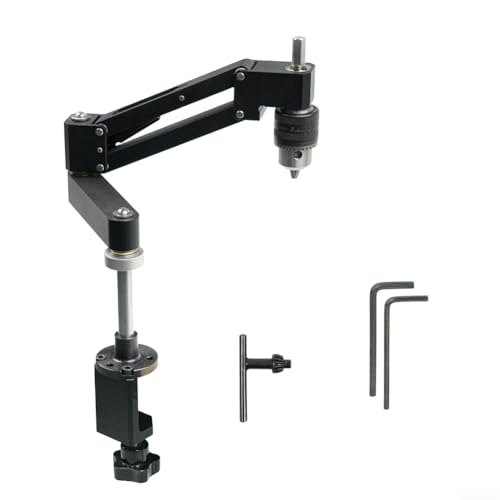 Soporte voladizo de aleación de aluminio CNC para roscado de taladro manual, brazo de soporte ajustable horizontal y vertical con posicionamiento y base multiángulo o