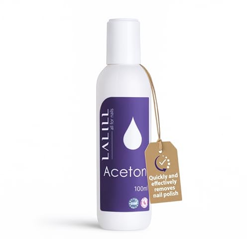 LALILL Acetona Quitaesmalte 100 ml - Para Esmaltes Híbridos, Gel, Acrílico y Tips - UV Acetona Pura