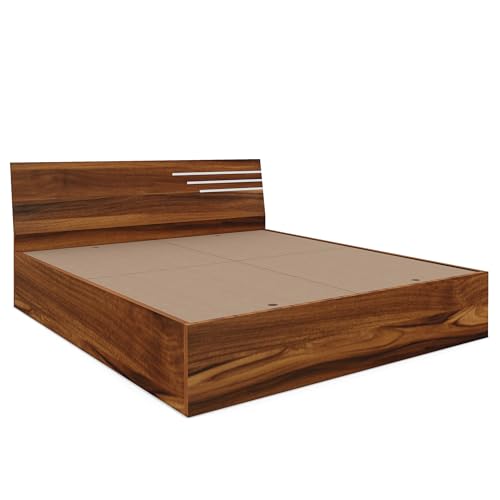 Image of Bharat Lifestyle Amsterdam Engineered Wood Queen Size Bed Without Storage | Brown Finish | Wooden Double Bed for Bedroom & Living Room | Knock Down Delivery | 1 Year Warranty | 72x60 Mattress Size