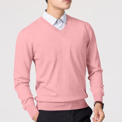 Men Long Sleeve Sweaters Fashion V Neck Waffle Knit Sweater Tops Fall 2024 Outfits Loose Jumper Pullover 5