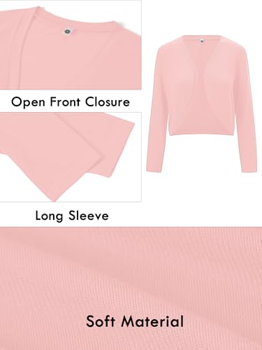 Image of Heymoments Women's Long Sleeve Thin Kintted Shrugs Sweaters Lightweight Cropped Tops Open Front Cardigan for Dress