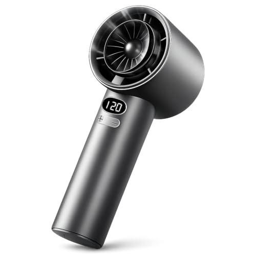 Image of Portable Handheld Fan with Infinite Variable Speed Control | 120 Speed Settings | LED Digital Display | Type-C Fast Charging | High-Speed Turbo Motor | Ultra Low-Noise Personal Cooling Fan