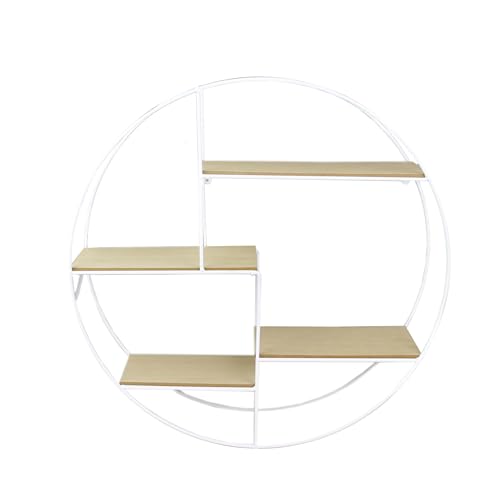 HOME DECO FACTORY - Hd2117 - Etagere Ronde Filaire Blanche 50X12X50 cm Mobilier Meuble Etagere Rangement Exposition