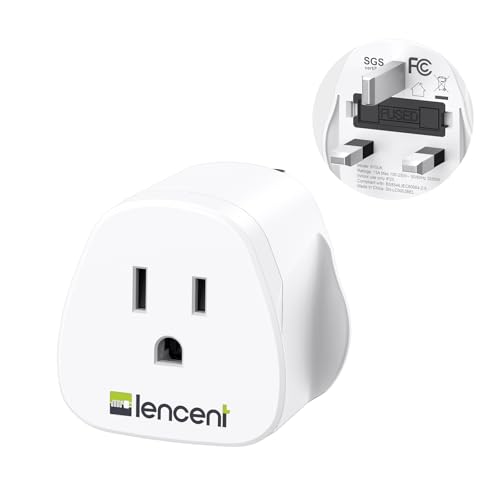 LENCENT US to UK Plug Adapter 2/3 Pin USA to 3 Pin American Plug Adapter