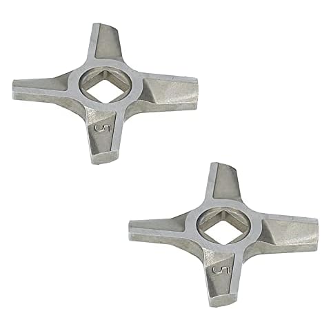Wessper Meat Grinder Blade Stainless, Cross-Shaped Cutter, for Zelmer, Chamber Number 5 / 586.5, 786.5, 896.5 / Replacement Spare Part for Grinders Mincers, Electric or Manual - 2 Pieces Cover