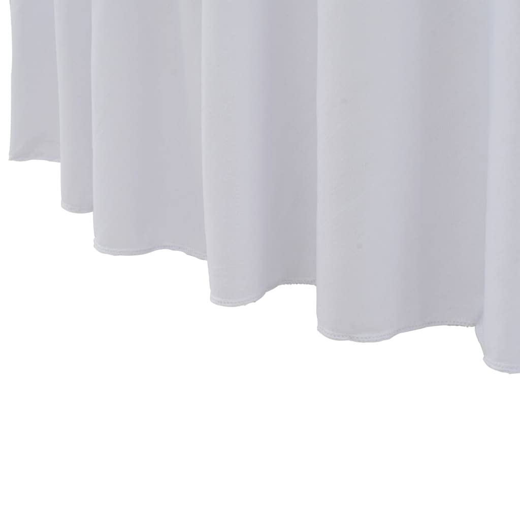 2 manteles elásticos de 150 x 74 cm, blanco, elásticos, para mesas redondas, fundas de mesa de poliéster y elastano de fácil cuidado para eventos, celebraciones y recepciones