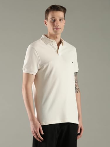 Image of Tommy Hilfiger Solid Regular fit Cotton Polo t-Shirt