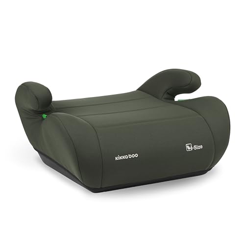 KikkaBoo Alzador Coche Niño i-UP, i-Size, 125-150 cm, Silla Coche Grupo 3, de 7 a 12 años, de 22 a 36 kg, Elevador Coche, Fácil Instalación con Cinturón, Verde Militar