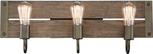 Image of Nuvo 60 /6429 Winchester 3-Light Vanity Fixture, Bronze & Aged-Wood Finish