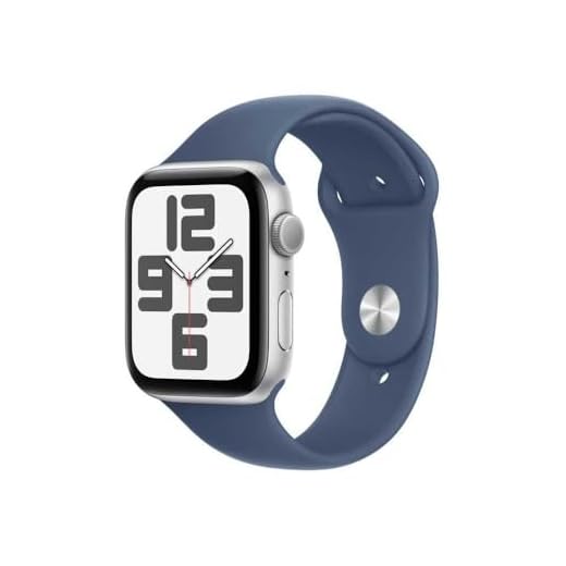 Apple Watch SE (2ᵉ génération) 44 mm GPS Montre connectée avec Boîtier en Aluminium Argent et Bracelet Sport Denim (S/M). Suivi activité et Sommeil, détection Accidents, Suivi fréquence Cardiaque
